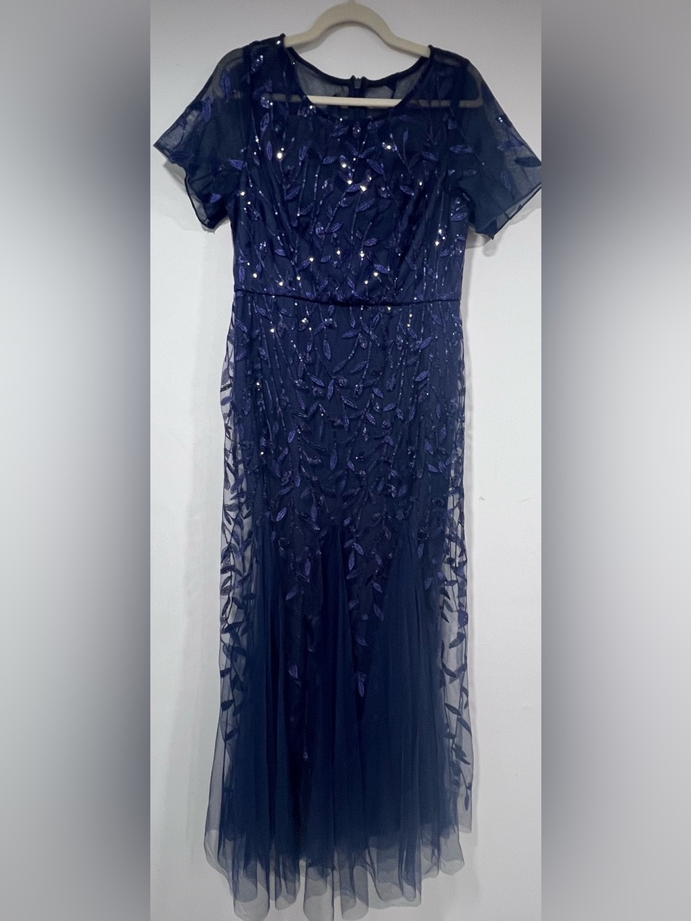 Navy Sequin Embellished Evening Dress
